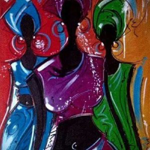 The painting of people in colorful dresses is a captivating display of joy and harmony. The vibrant hues of their attire dance together in perfect unison, creating a visual symphony of color and emotion. It's a delightful portrayal of unity and festivity that truly enchants the viewer.