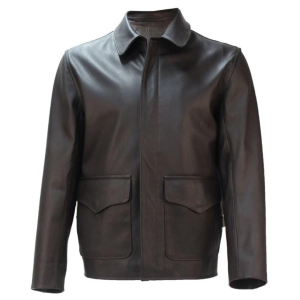 brown leather jacket
