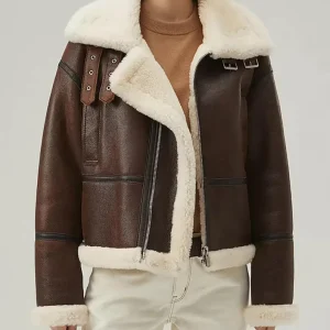 B3 RAF Brown Women's Shearling Bomber Leather Jacket