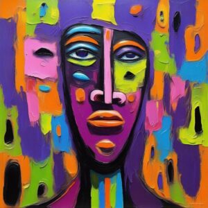 This painting is a masterpiece that captures the essence of individuality and the beauty of diversity. The multicolored paint symbolizes the many facets of a person's identity, each color representing a different aspect of their personality, experiences, and emotions. This piece perfectly encapsulates the depth and richness of this unique piece. It reminds us that we are all a beautiful blend of colors, making us who we are.