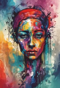 Colorful Reflections, This painting is a powerful representation of human energy and emotions. The vibrant colors and expressive brushstrokes really brings the essence of energy and emotions to life. It's a visual manifestation of the various emotions we experience, from joy and excitement to sadness and contemplation.