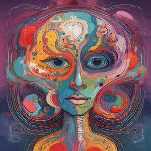 The colorful circles surrounding the person's face create a sense of vibrancy and liveliness. It's like a celebration of joy and excitement, radiating positivity and optimism. The vibrant colors and dynamic composition make it impossible to look away. It's truly a visual representation of happiness and enthusiasm