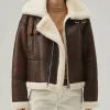 B3 RAF Brown Women's Shearling Bomber Leather Jacket