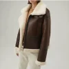 B3 RAF Brown Women's Shearling Bomber Leather Jacket - Image 3