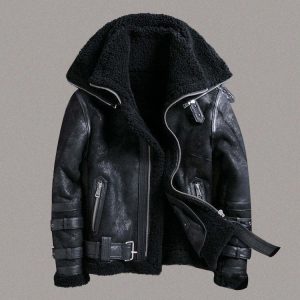 black leather jacket