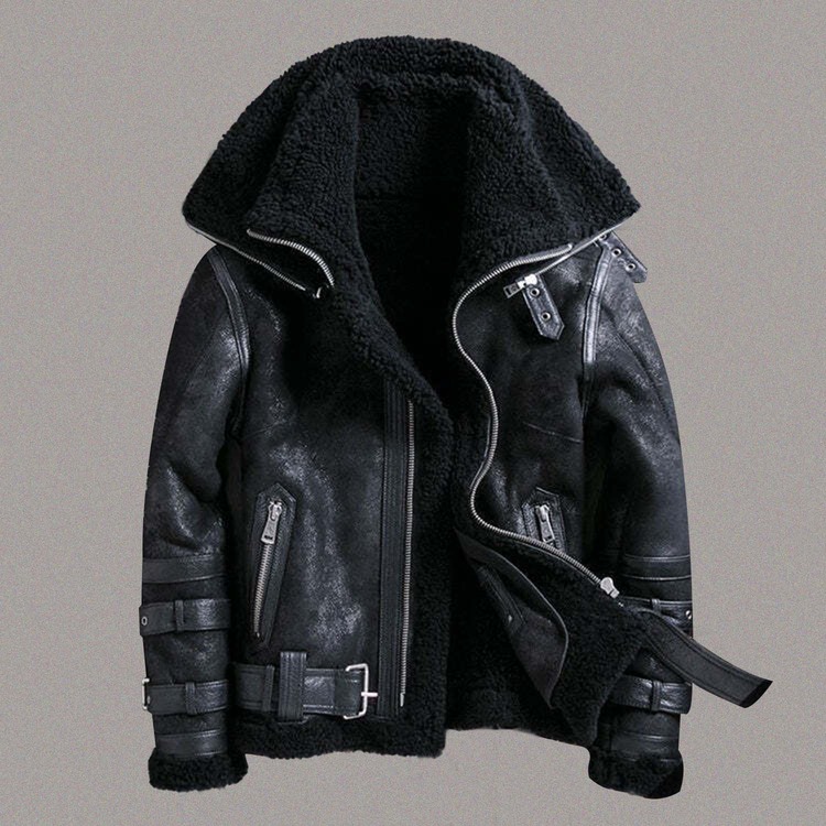 black leather jacket