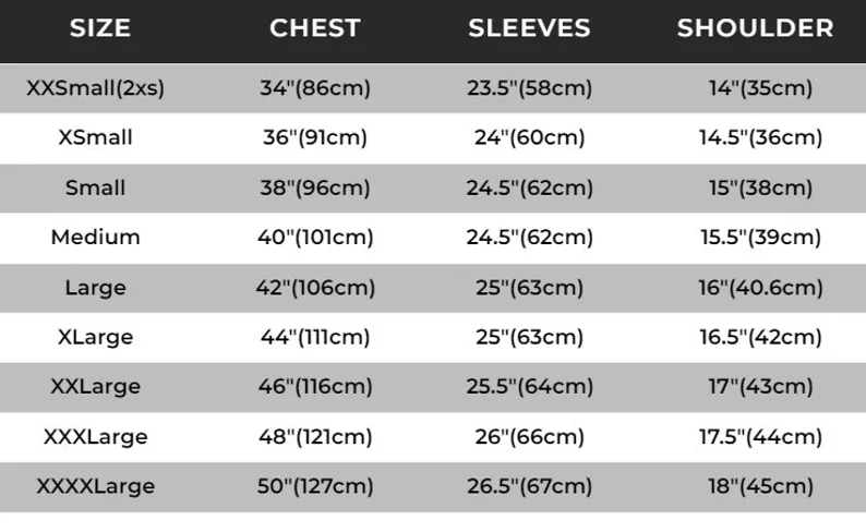 women blazer size chart