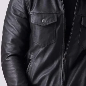 Men's Black Biker Leather Jacket - Handmade Lambskin