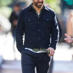 Handcrafted Navy Blue Suede Leather Jacket for Men