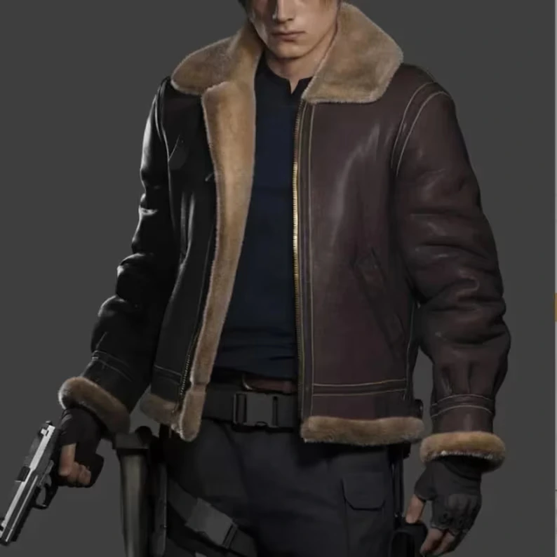 B3 RAF Brown Men's Shearling Bomber Leather Jacket