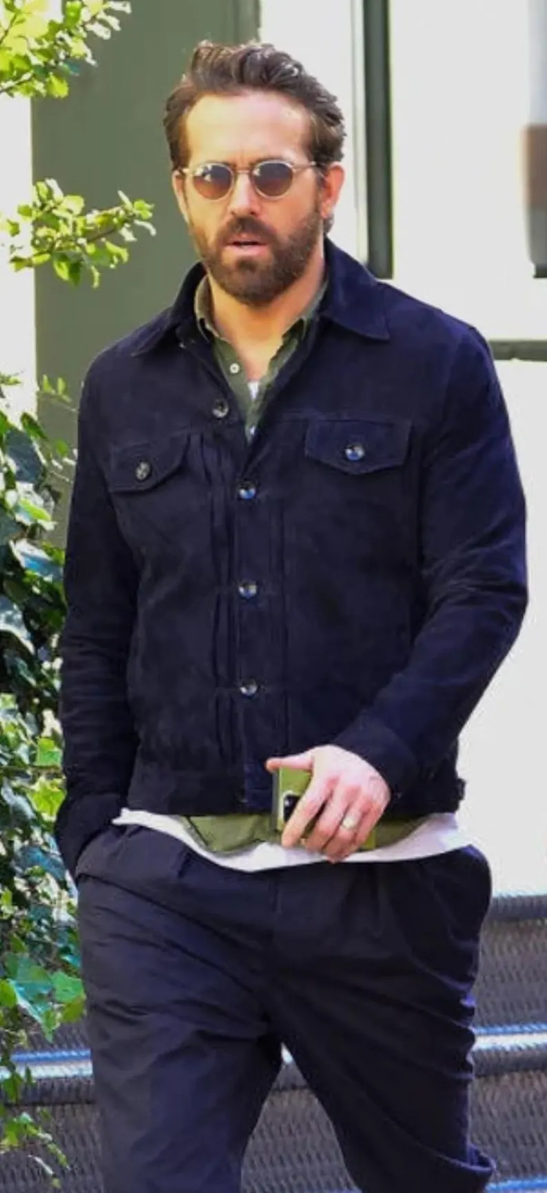 Handcrafted Navy Blue Suede Leather Jacket for Men - Image 2