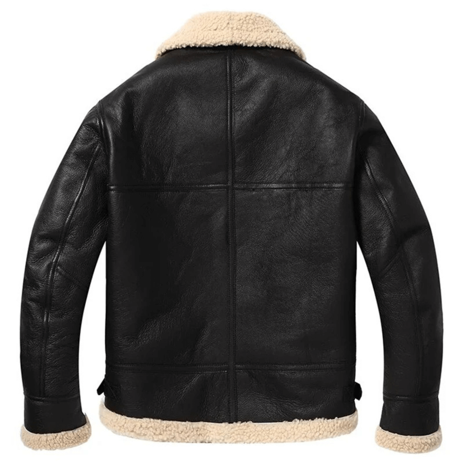B3 RAF Black Men's Bomber Aviator Shearling Leather Jacket - Image 2