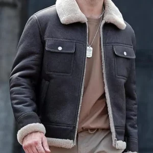 B3 RAF Black Men's Shearling Bomber Leather Jacket