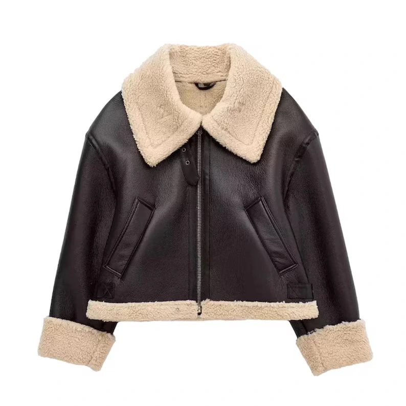 B3 RAF Brown Women's Bomber Leather Jacket with Shearling