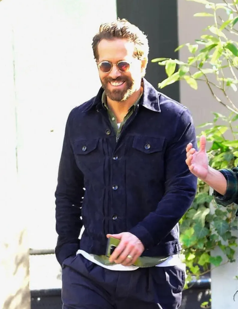 Handcrafted Navy Blue Suede Leather Jacket for Men - Image 3