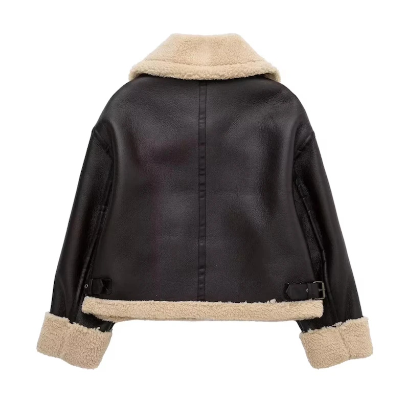 B3 RAF Brown Women's Bomber Leather Jacket with Shearling - Image 2