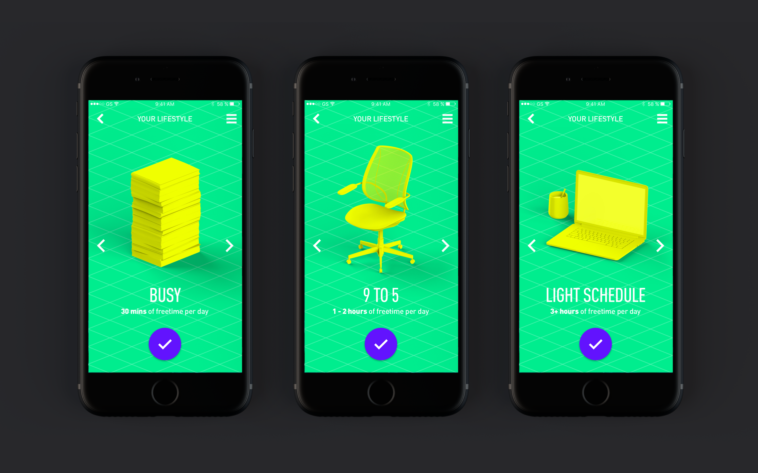 Lifestyle selection UI