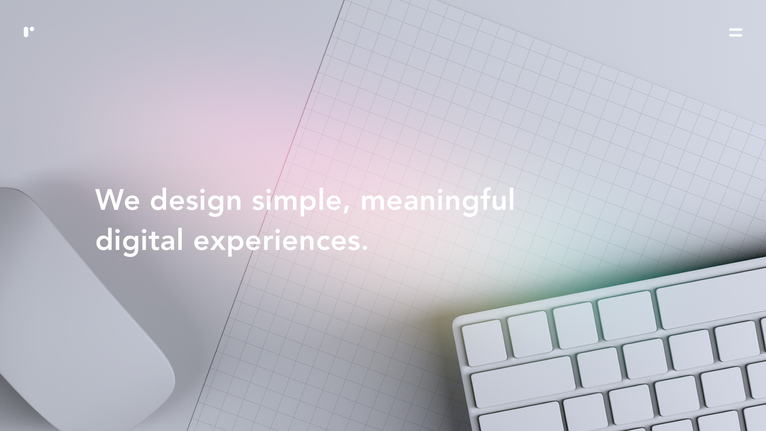 Homepage hero with 3D environment