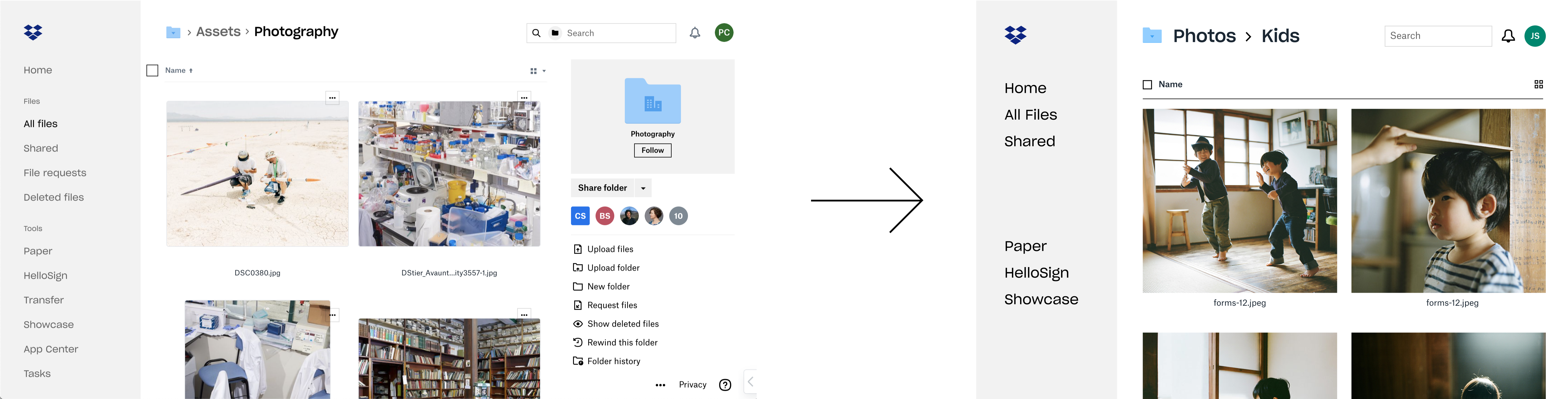 Actual product UI translated into abstracted UI
