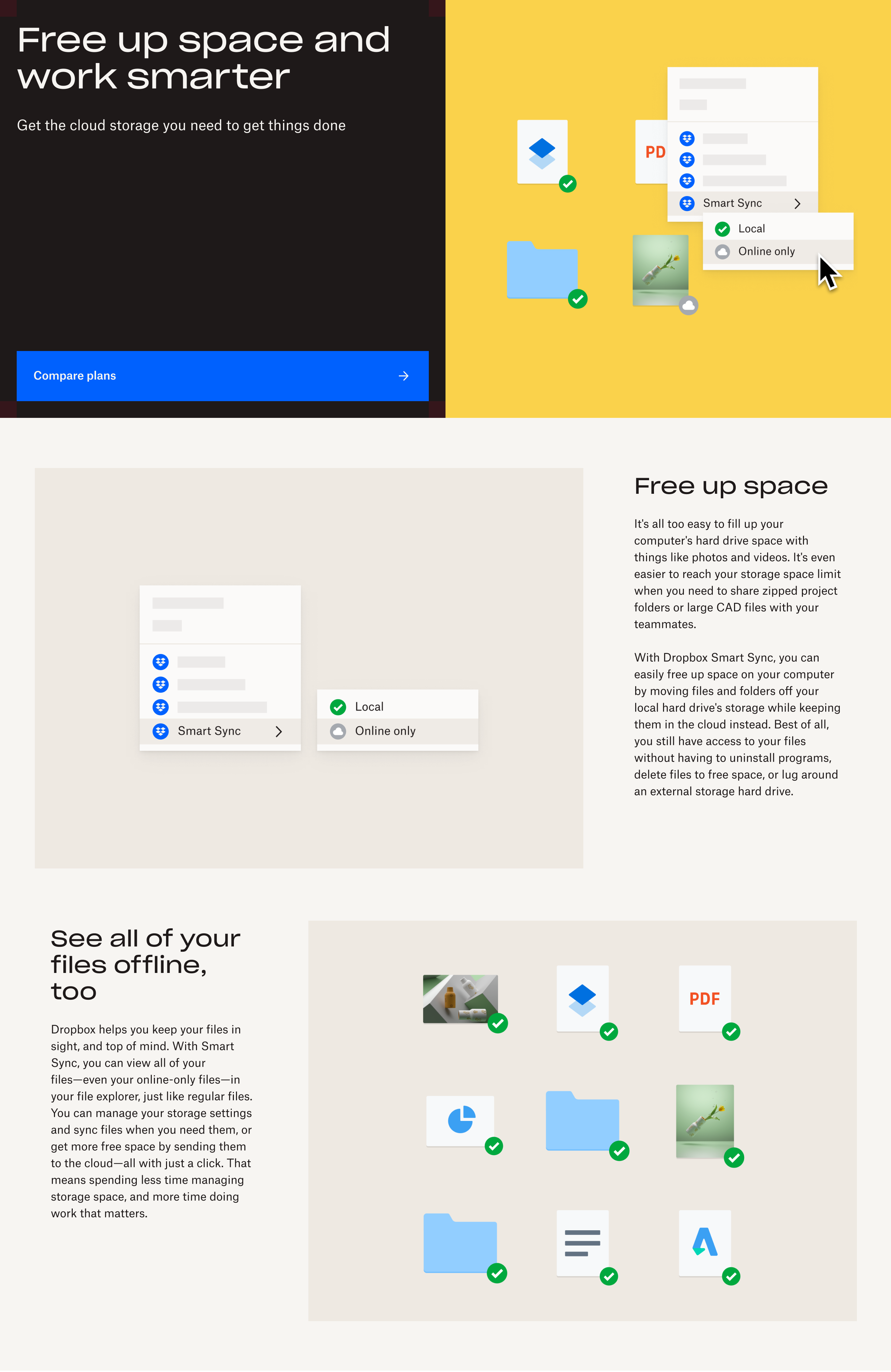 Save space landing page