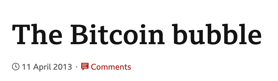 BBC headline: The Bitcoin bubble