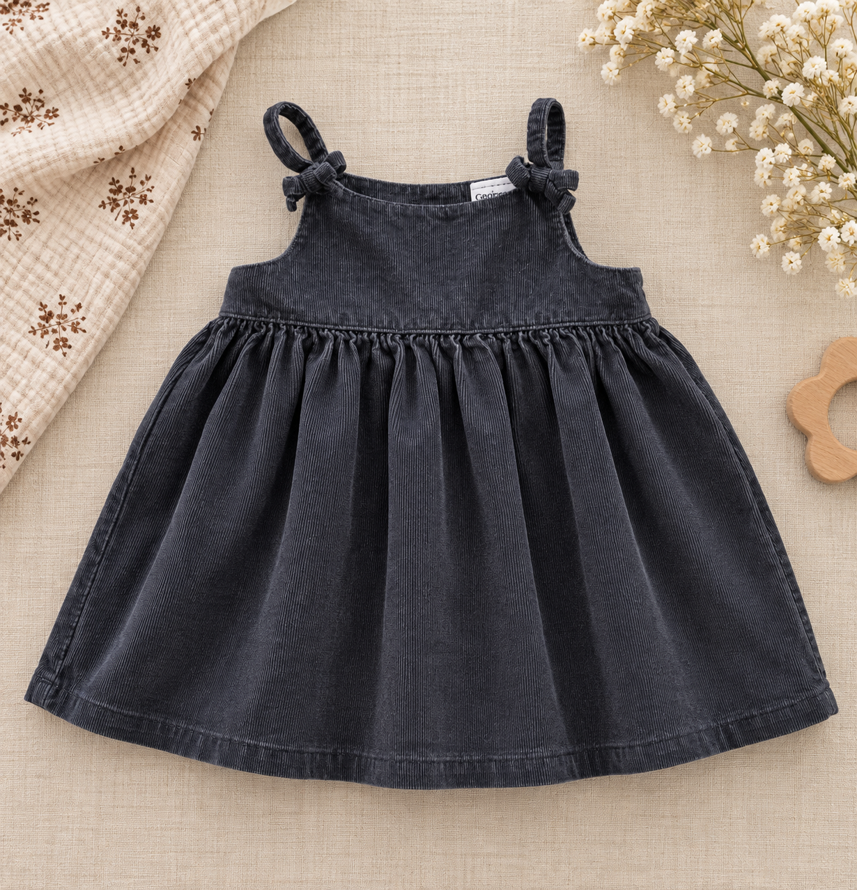 The Black Bow Corduroy Dress