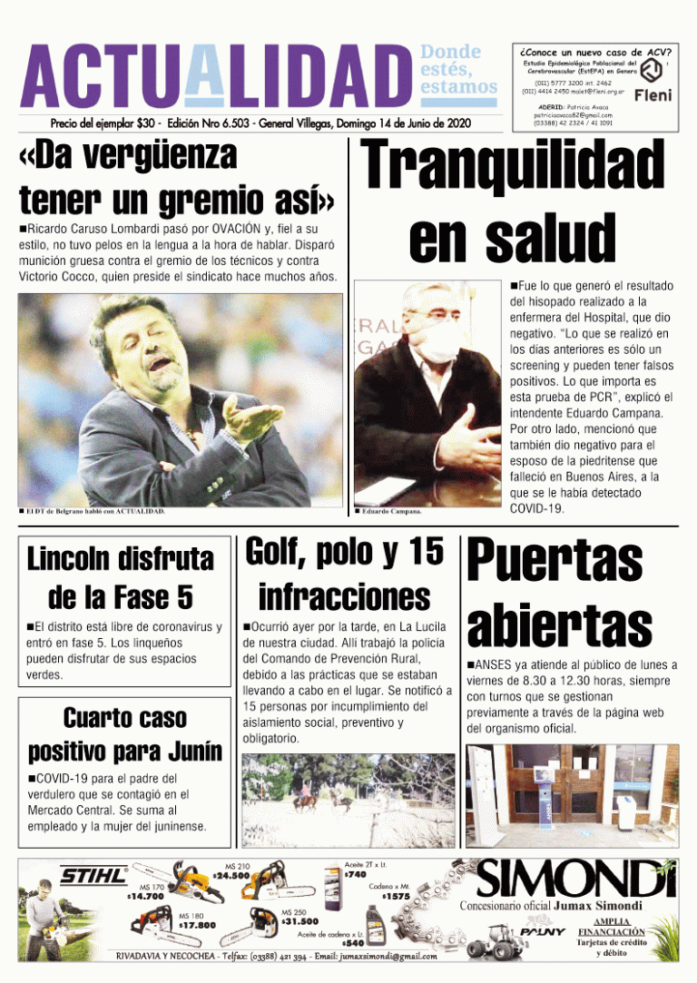 TAPA Domingo 14 de Junio de 2020