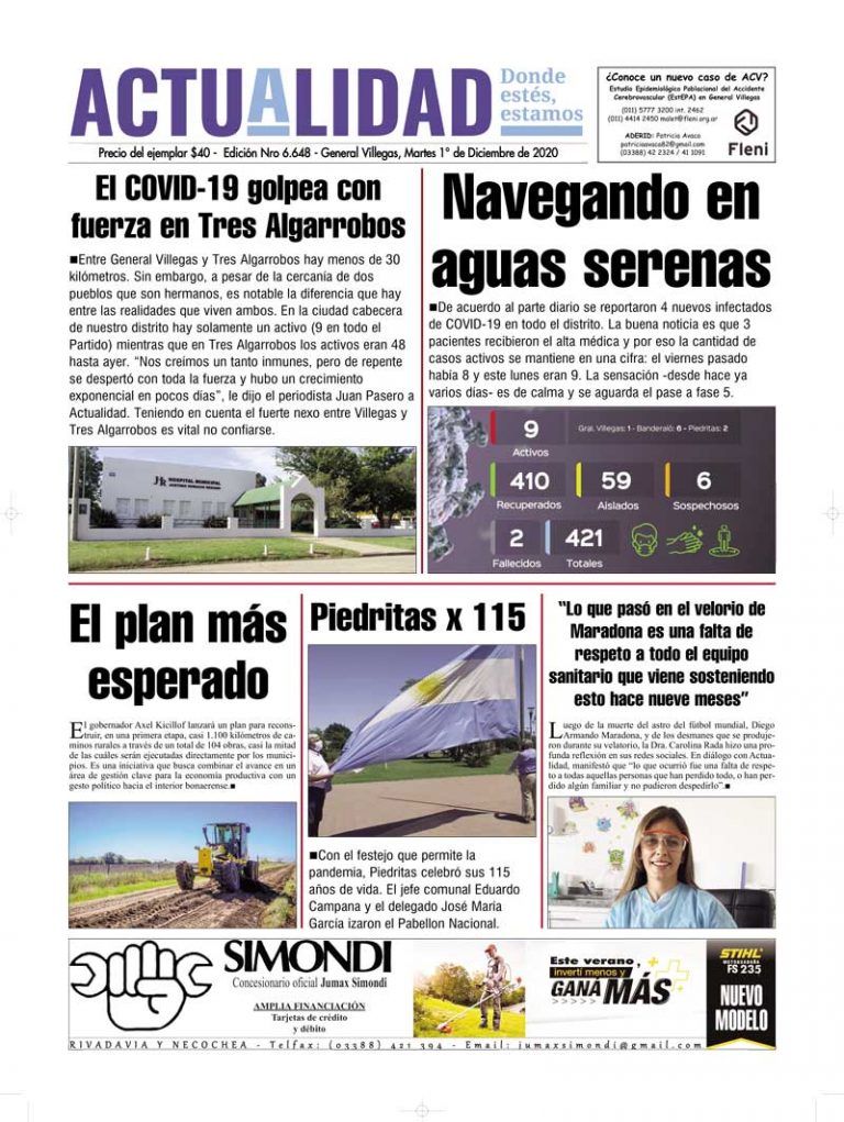 Tapa martes 1° de Diciembre de 2020