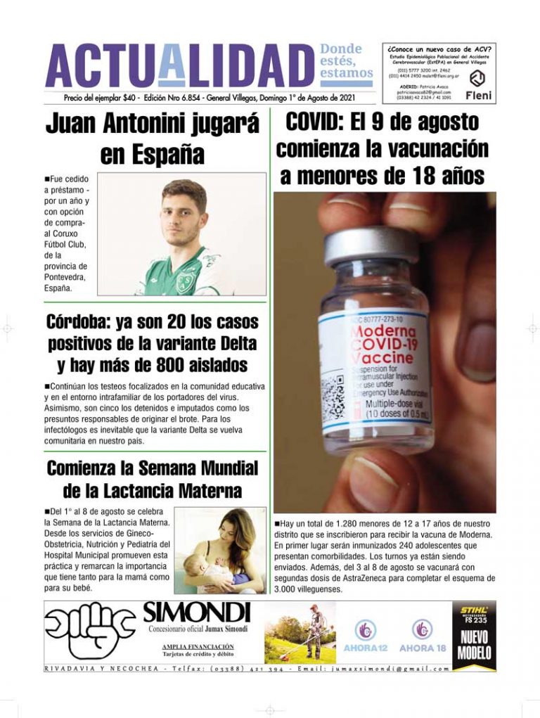 Tapa domingo 1° de Agosto de 2021