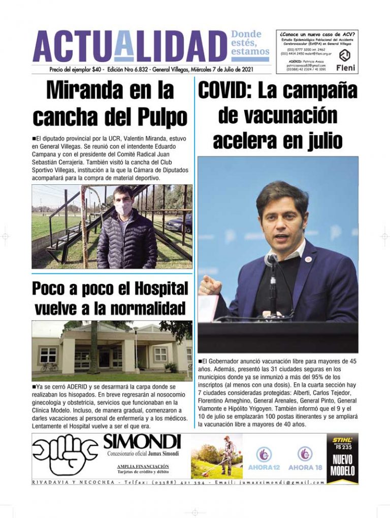 Tapa Miércoles 7 de Julio de 2021