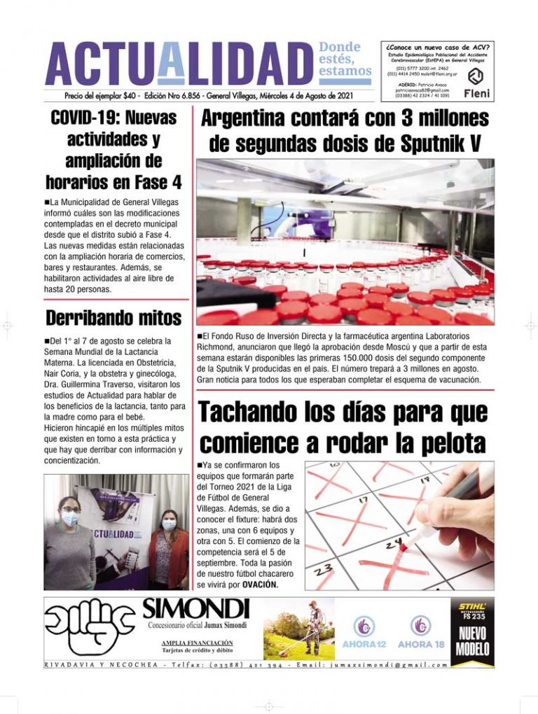 Tapa miércoles 4 de Agosto de 2021