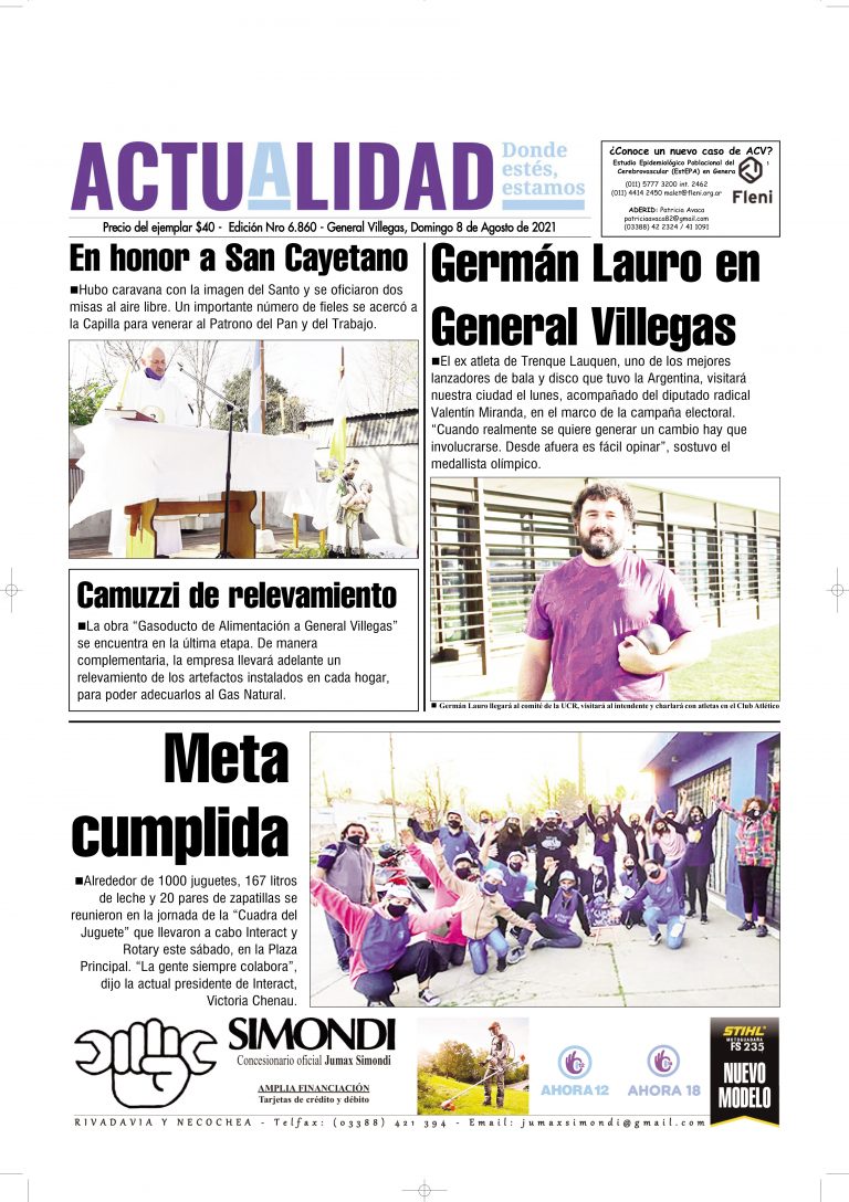 TAPA Domingo 8 de Agosto de 2021