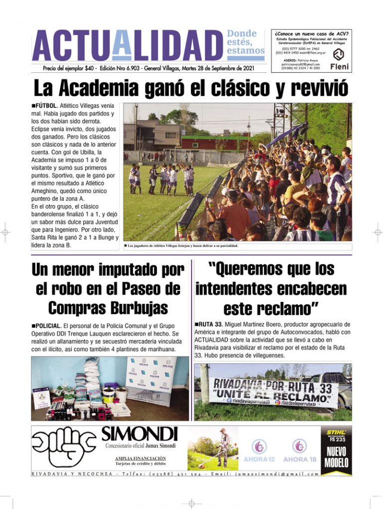 Tapa martes 28 de Septiembre de 2021