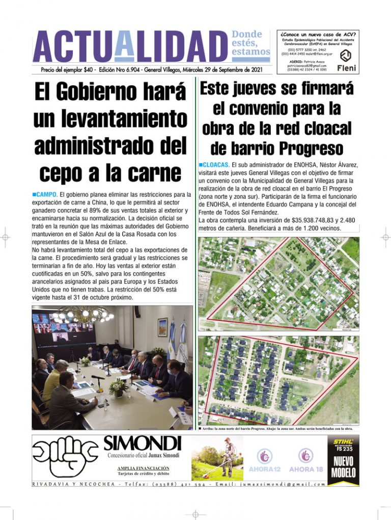 Tapa miércoles 29 de Septiembre de 2021