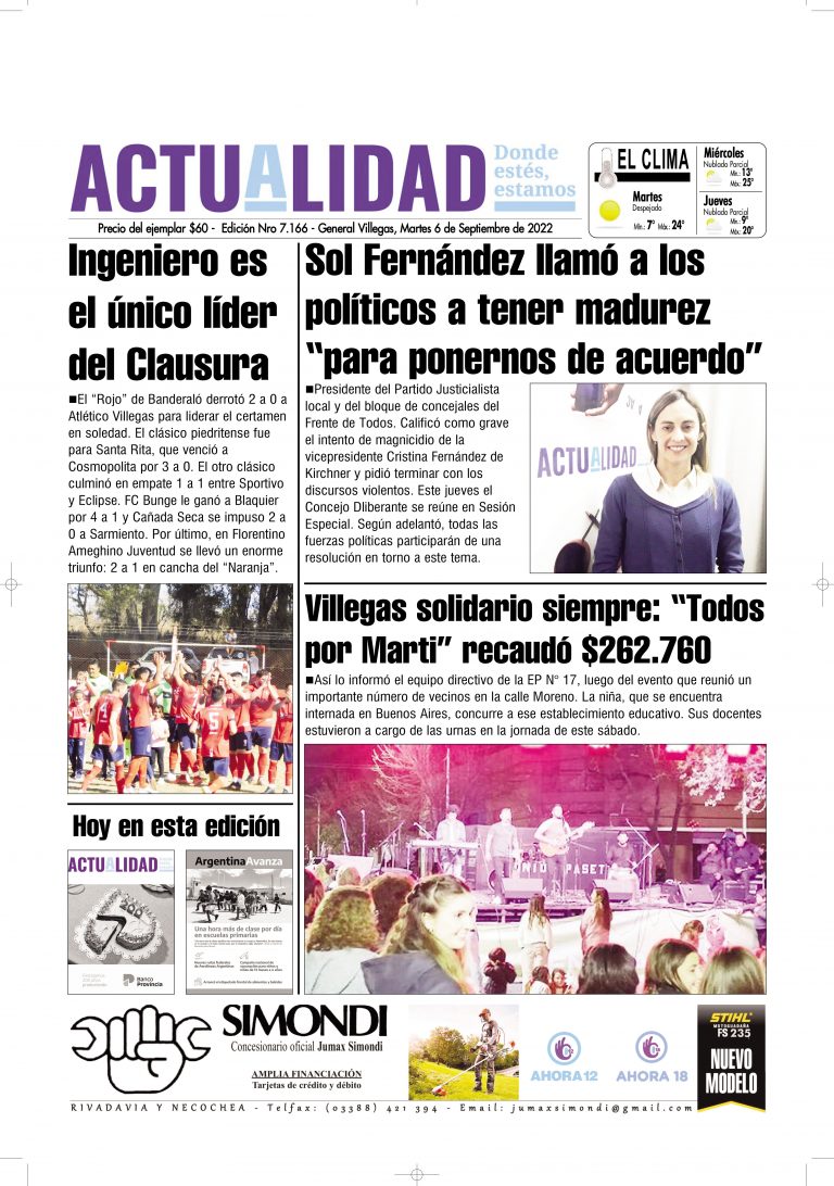 TAPA Martes 6 de Septiembre de 2022