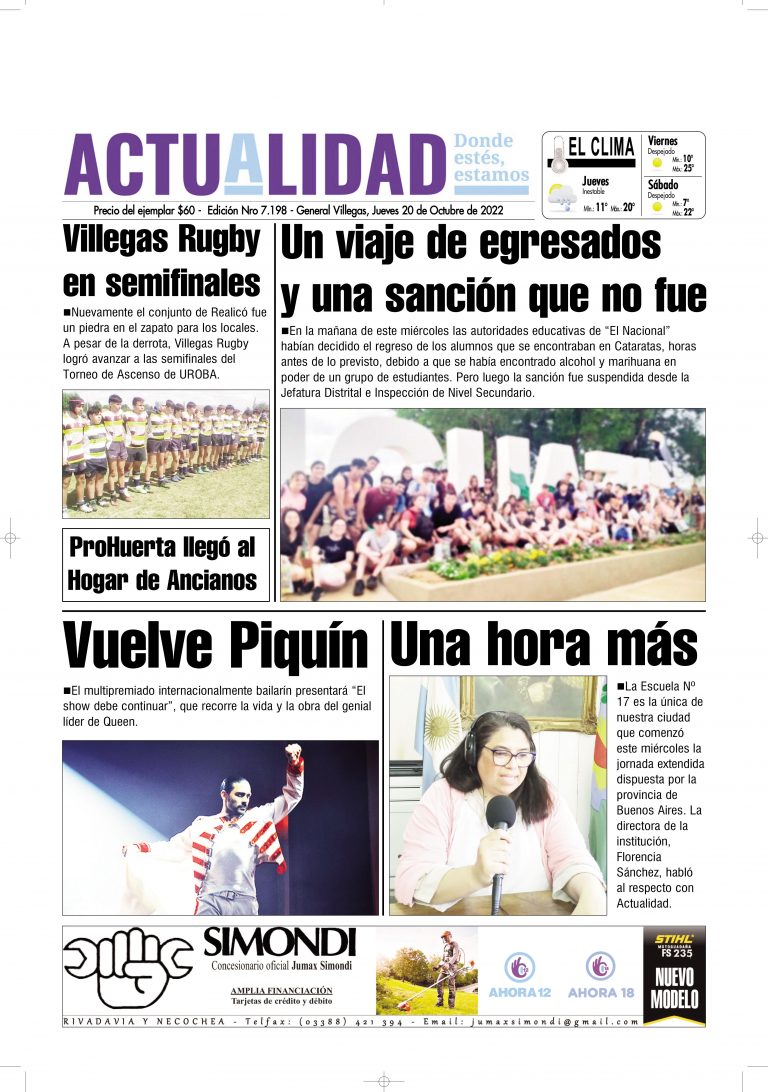 TAPA Jueves 20 de Octubre de 2022