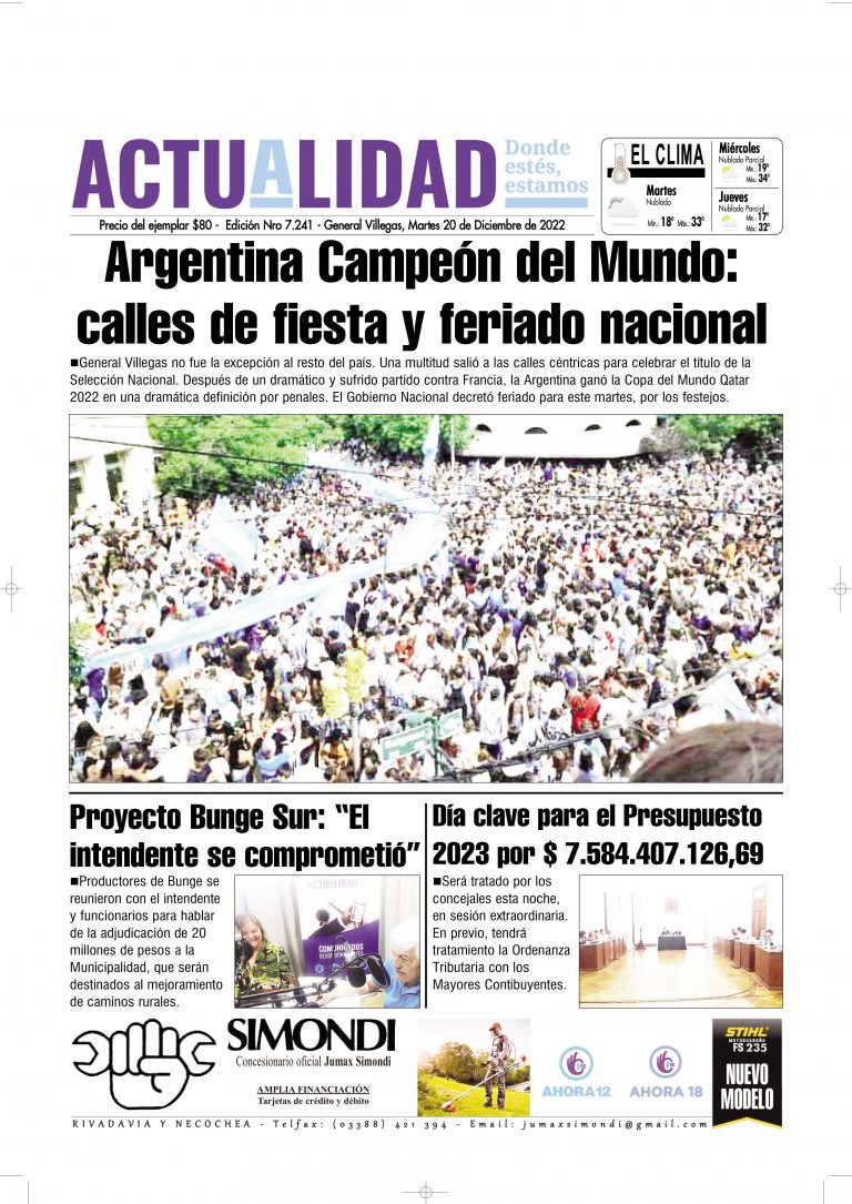 TAPA Martes 20 de Diciembre de 2022