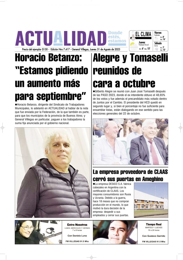 TAPA Jueves 31 de Agosto de 2023