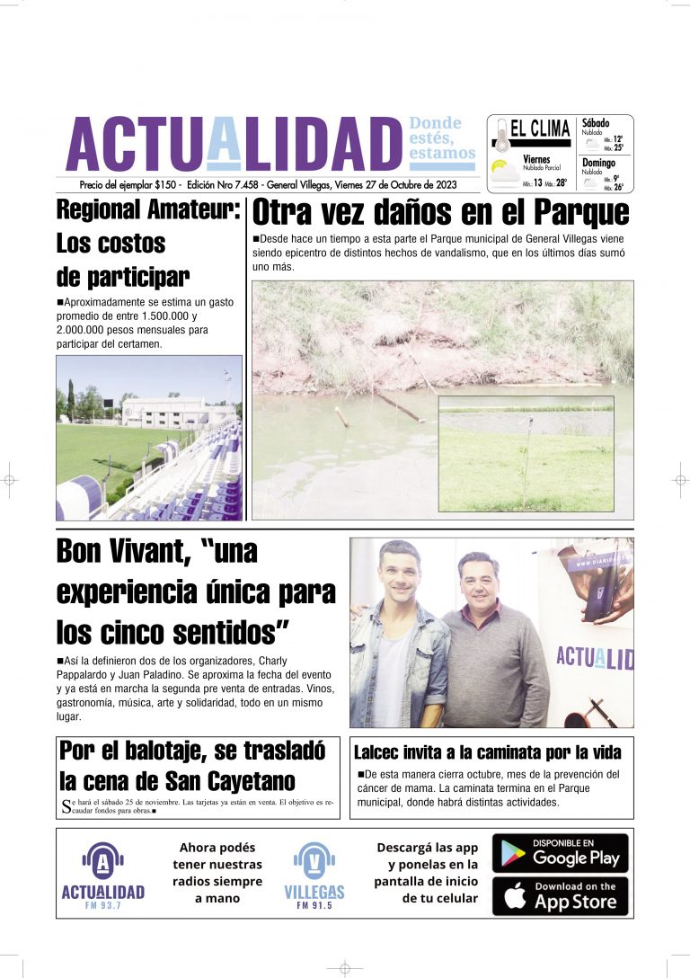 TAPA Viernes 27 de Otcubre de 2023