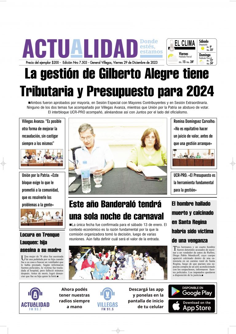 TAPA Viernes 29 de Diciembre de 2023