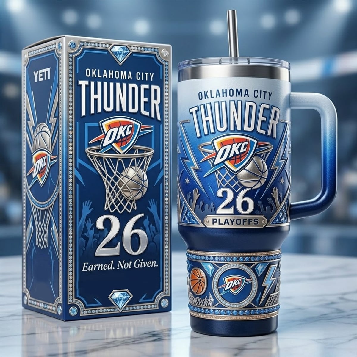 Oklahoma City Thunder 26 Playoffs Premium 40oz Yeti Tumbler With Handle 2 Oklahoma City Thunder 26 Playoffs Premium 40oz Yeti Tumbler With Handle