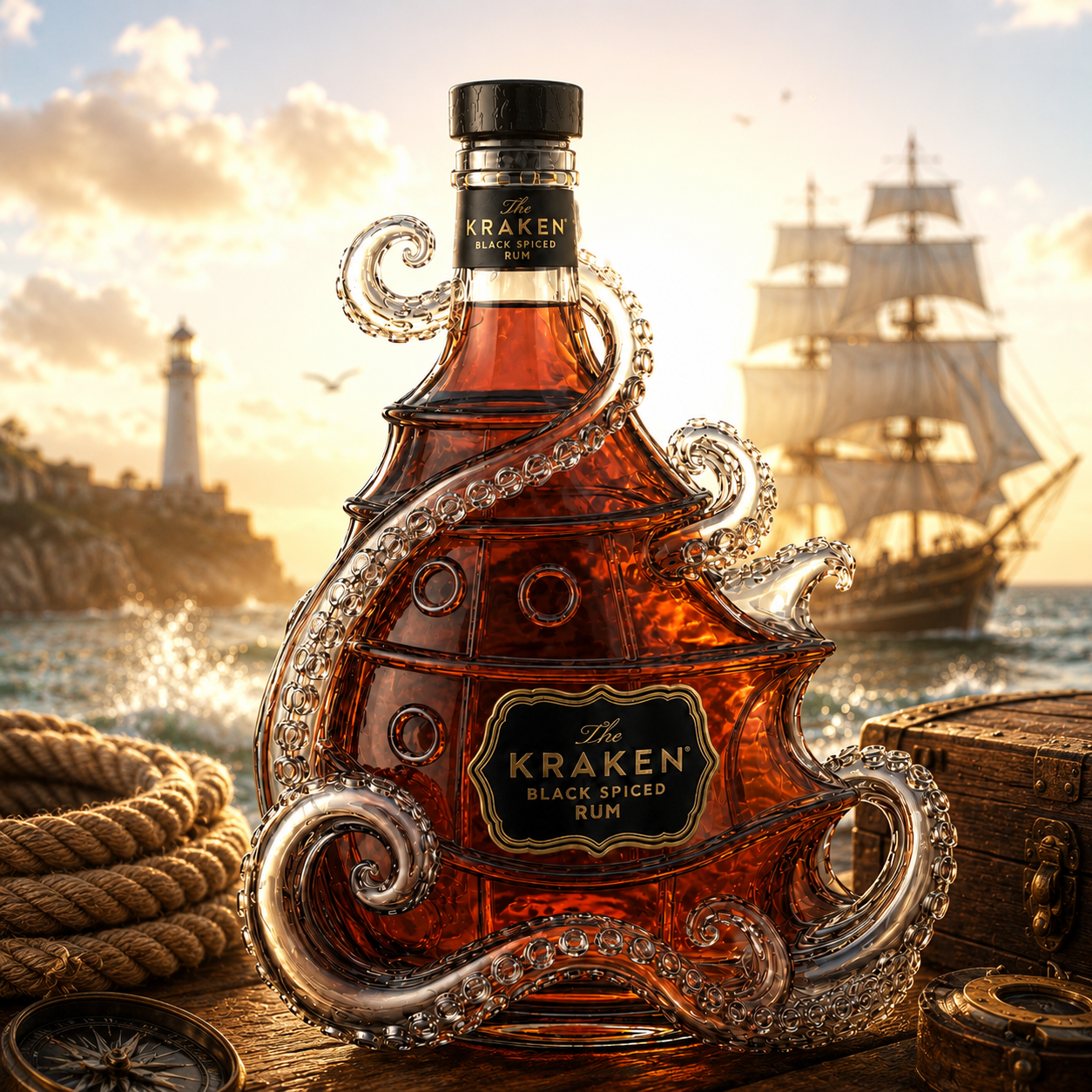 Kraken Black Spiced Rum Octopus Bottle Decanter