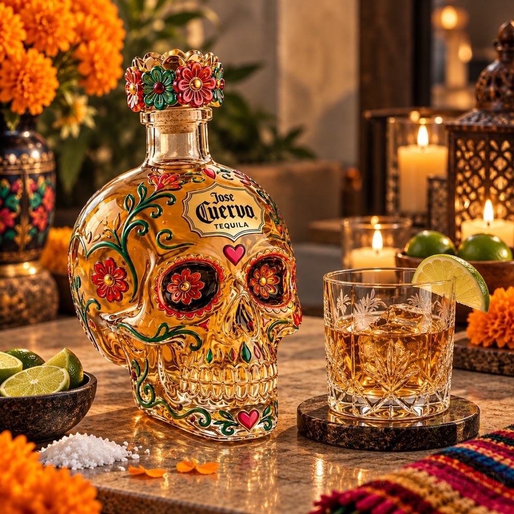 Jose Cuervo Day Of The Dead Tequila Whiskey Decanter Bottle