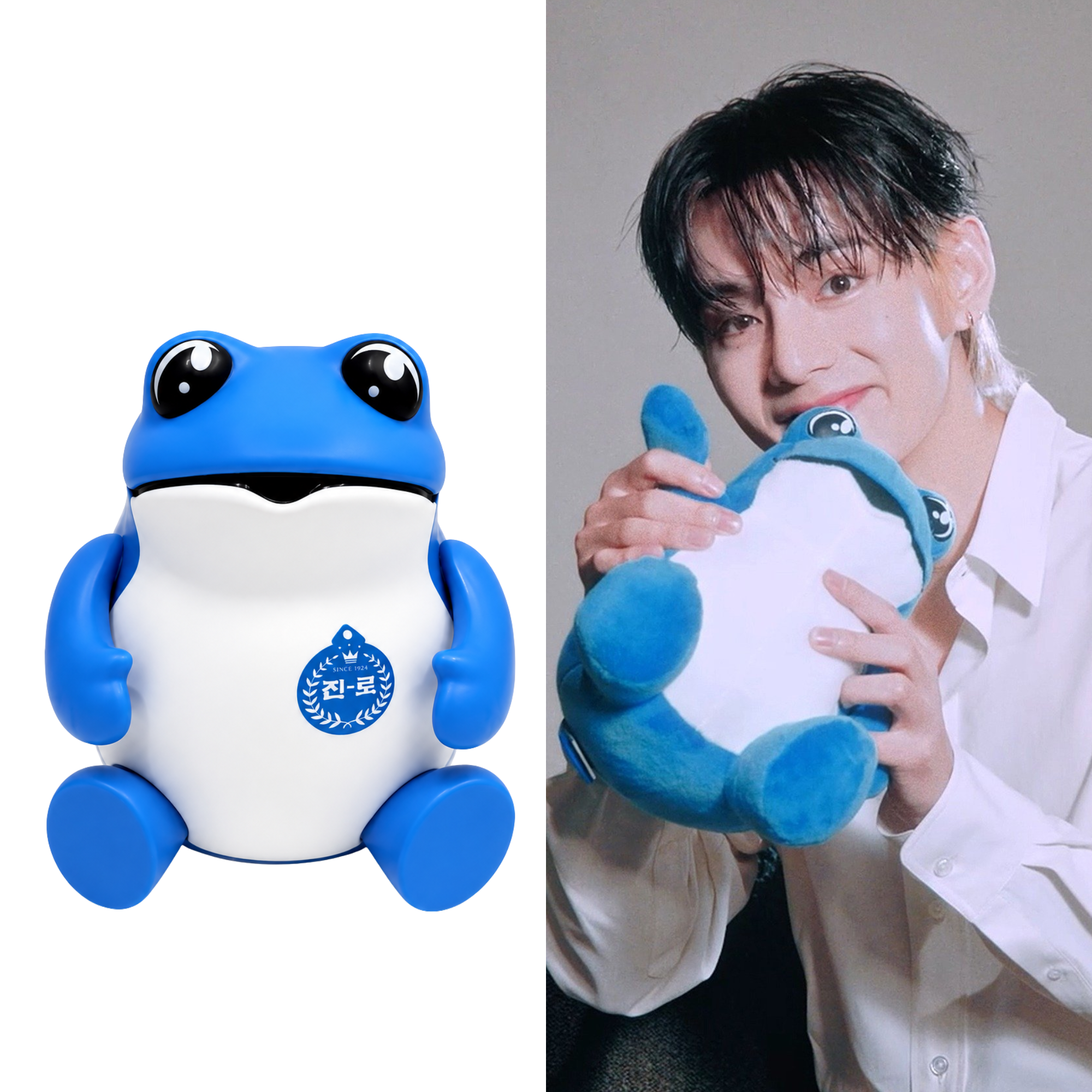 V Kim Taehyung BTS Jinro Soju Blue Toad Mascot Figure 3 V Kim Taehyung BTS Jinro Soju Blue Toad Mascot Figure