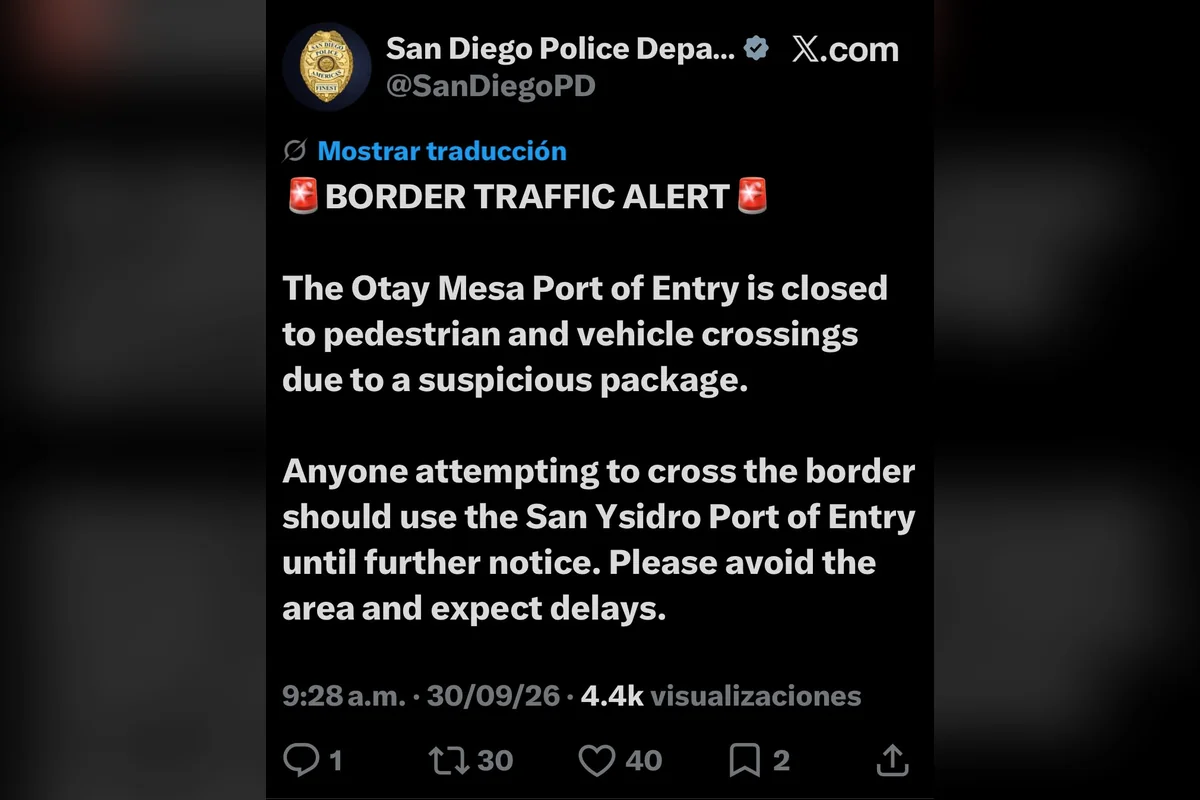 El Departamento de Policía de San Diego lanzó la alerta en sus redes sociales. Foto: Facebook.