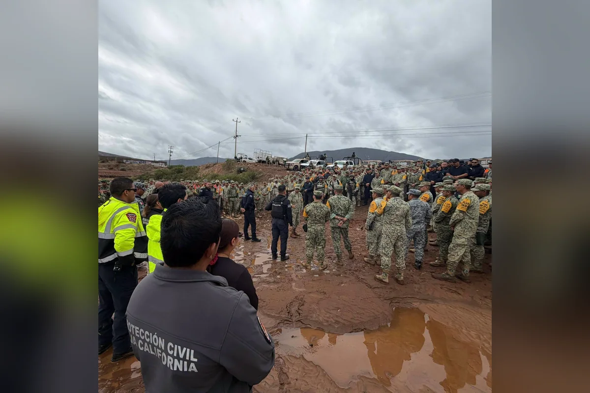 En la Delegación Maneadero se ha desplegado una fuerza estatal y federal para localizar a las personas desaparecidas por la tormenta Rachel. Foto: PC Ensenada.