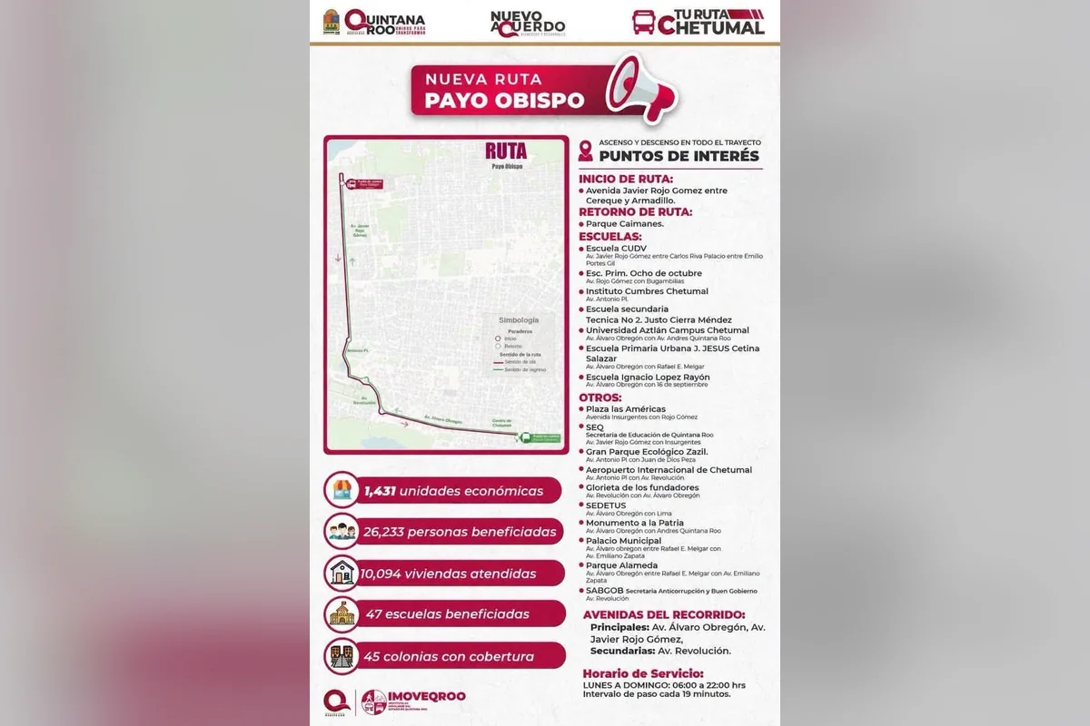 Personal del Instituto de Movilidad reparte folletos de los lugares por donde pasará el transporte de 6 de la mañana a 10 de la noche. Foto: Imoveqroo.