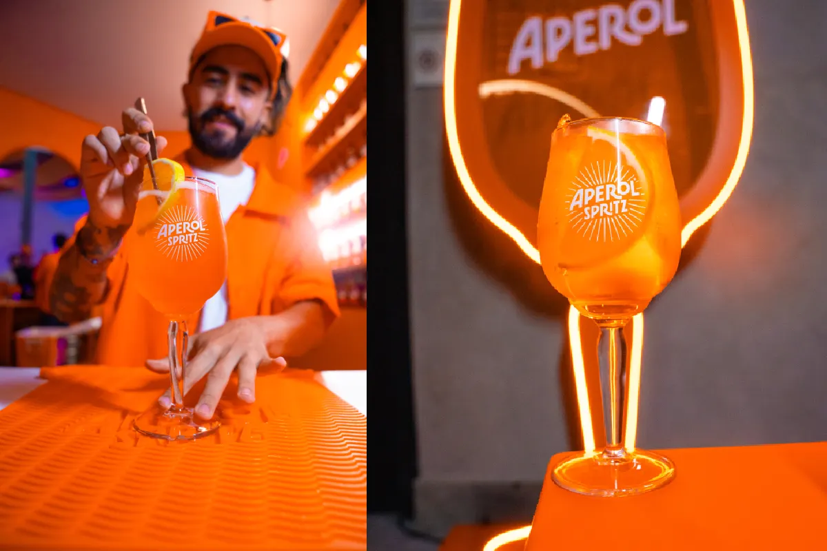 preparación de Aperol Spritz