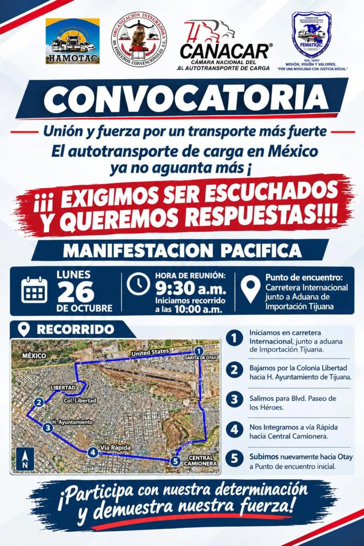 Bloqueos de transportistas en Tijuana.
