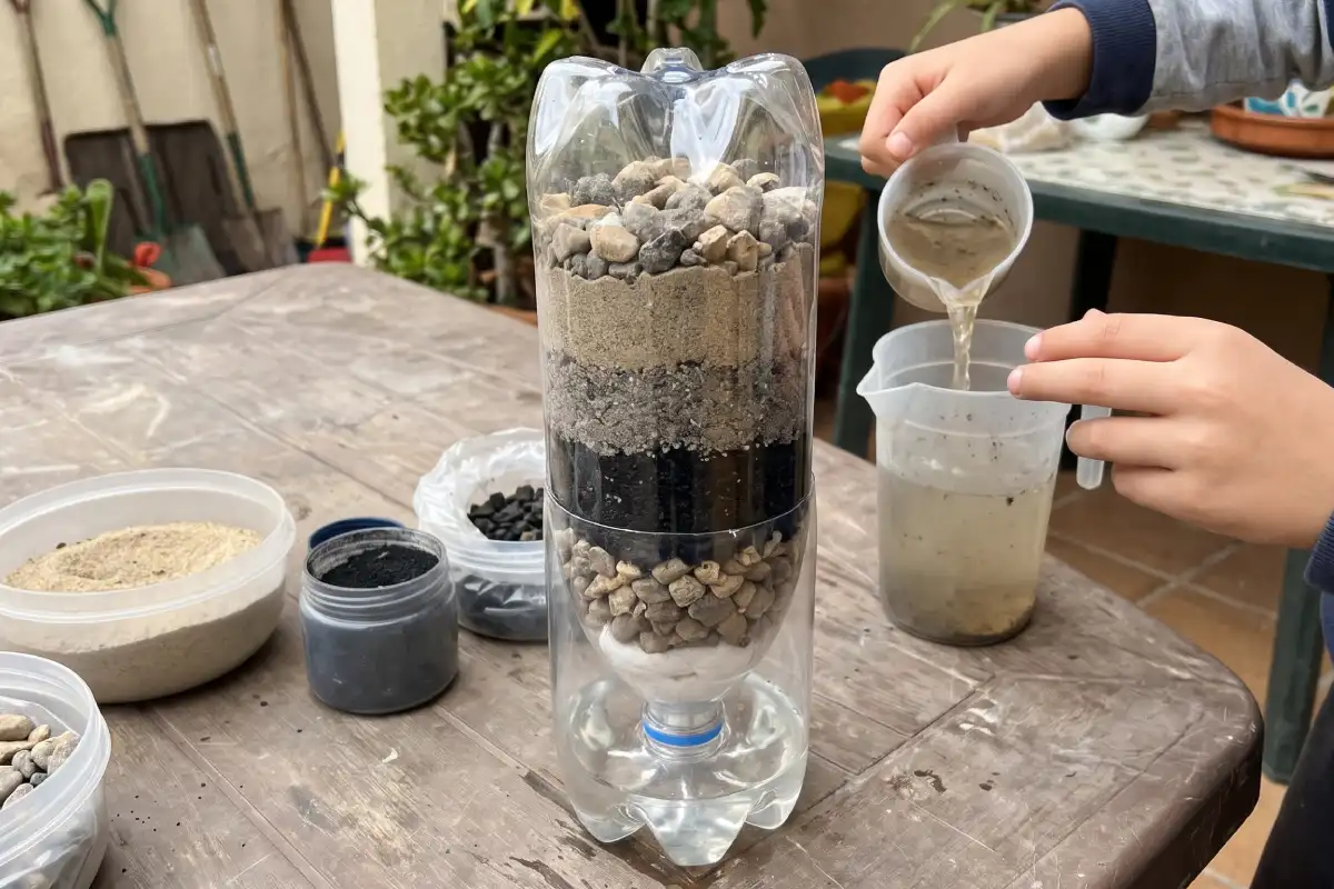 Preparación de filtro de agua casero